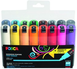 Verfstift Posca PC7M breed assorti set à 16 stuks