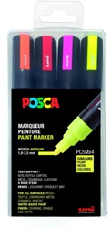 Verfstift Posca PC5M medium fluor assorti set à 4 stuks