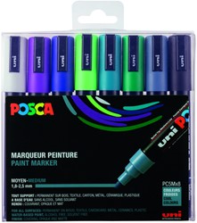 Verfstift Posca PC5M medium koel assorti set à 8 stuks