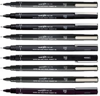 Fineliner Uni-ball Pin ASP009 set à 5 breedtes zwart-2