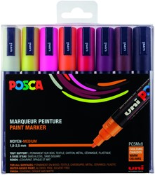 Verfstift Posca PC5M medium warm assorti set à 8 stuks
