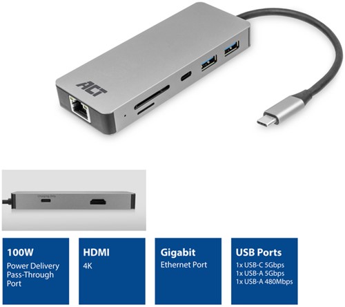 Dockingstation ACT USB-C 7-in-1-2