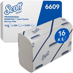 Handdoek Scott i-vouw 2-laags 21,2x18,6cm 16x220stuks wit 6609