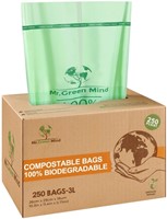 Afvalzak bio Mr.Green Mind 26x29cm 2-3 liter dispenser 250 stuks