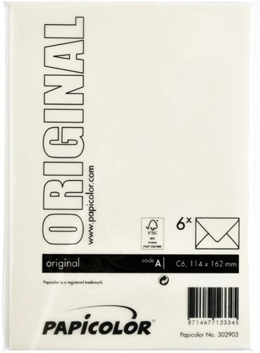 Envelop Papicolor C6 114x162mm anjerwit pak à 6 stuks-3