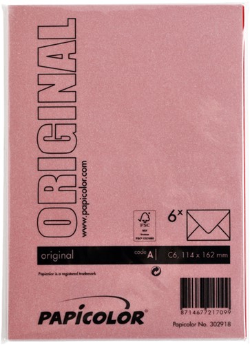 Envelop Papicolor C6 114x162mm rood pak à 6 stuks-3