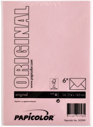 Envelop Papicolor C6 114x162mm babyroze pak à 6 stuks-3