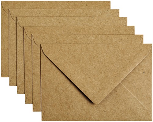 Envelop Papicolor C6 114x162mm kraft bruin pak à 6 stuks