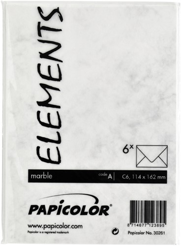 Envelop Papicolor C6 114x162mm marble grijs pak à 6 stuks-3
