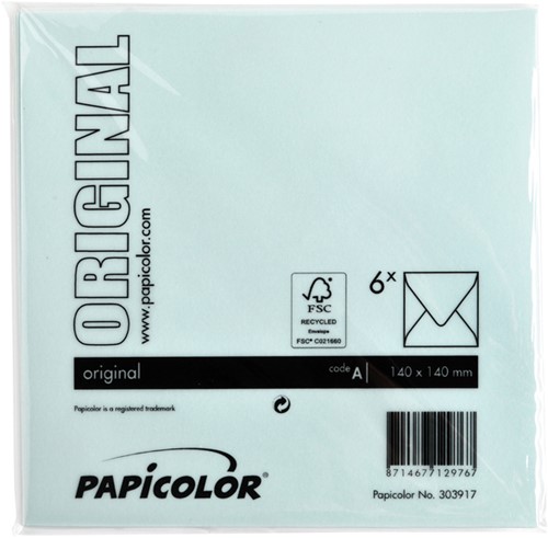 Envelop Papicolor 140x140mm zeegroen pak à 6 stuks-3