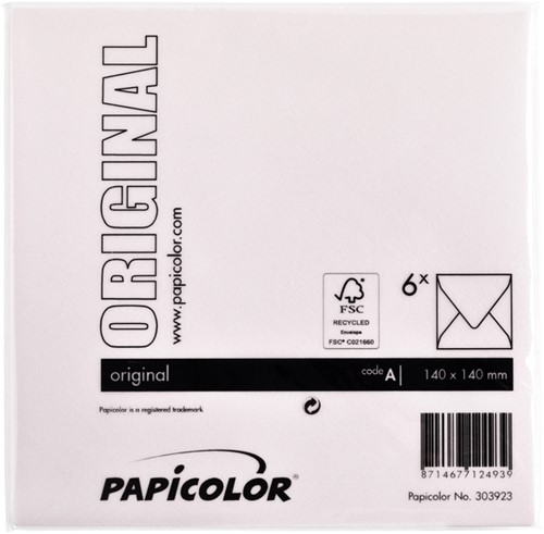 Envelop Papicolor 140x140mm lichtroze pak à 6 stuks-3