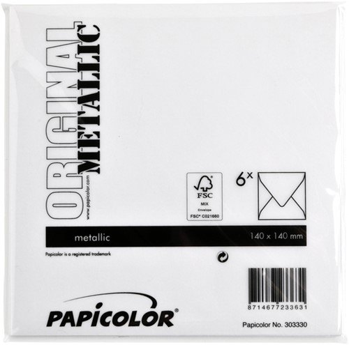 Envelop Papicolor 140x140mm metallic parelwit pak à 6 stuks-3