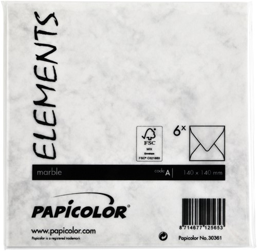 Envelop Papicolor 140x140mm marble grijs pak à 6 stuks-3