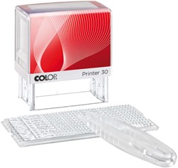 Tekststempel Colop Printer 30/1 letterset en pincet rood