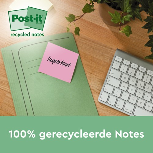 Memoblok Post-it 654-RTP 76x76mm recycled rainbow pastel 16 stuks-3