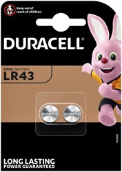 Batterij Duracell knoopcel 2xLR43 alkaline Ø11,6mm 2 stuks