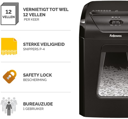 Papiervernietiger Fellowes Powershred 12C snippers 4x40mm-2