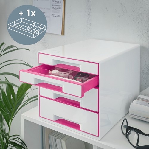 Ladenblok Leitz WOW 4 laden wit/roze-2