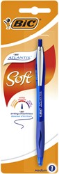 Balpen Bic Atlantis soft metalen clip 1.0mm blauw blister