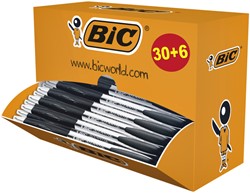 Balpen Bic Atlantis classic grip clic medium zwart valuepack 30+6 gratis