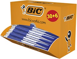 Balpen Bic Atlantis classic grip clic medium blauw valuepack 30+6 gratis