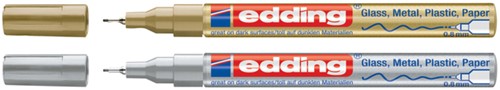 Viltstift edding 780 lakmarker rond 0.8mm goud en zilver  blister à 2 stuks-3
