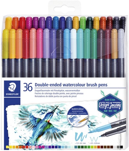 Brushpen Staedtler 3001 Marsgraphic duo 0.5-6mm blister à 36st ass