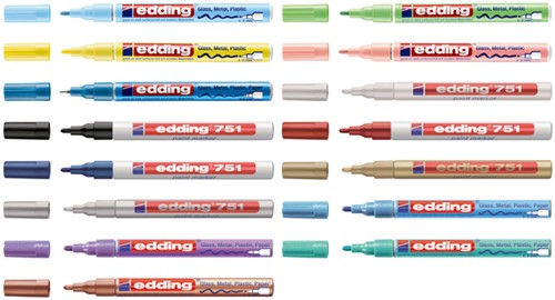 Viltstift edding 751 lakmarker rond rood 1-2mm-3