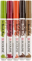 Brushpen Talens Ecoline set à 5 stuks herfst