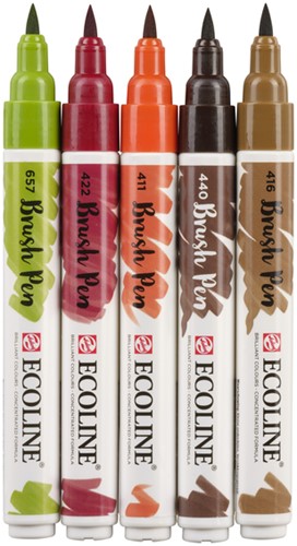 Brushpen Talens Ecoline set à 5 stuks herfst-2