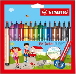 Viltstift STABILO Scribbi 368 etui à 14 kleuren