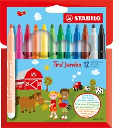 Viltstift STABILO Trio Jumbo 380/12 extra large assorti etui à 12 stuks