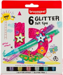 Viltstift Bruynzeel Kids Glitter set à 6 kleuren