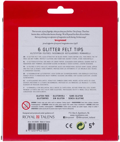 Viltstift Bruynzeel Kids Glitter set à 6 kleuren-3