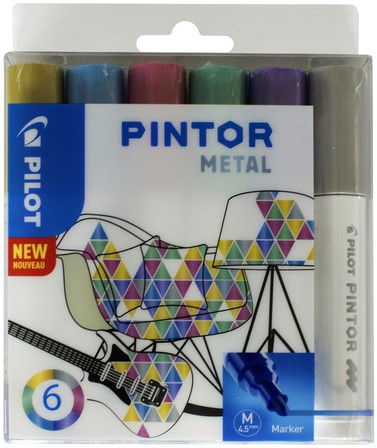 Verfstift Pilot Pintor metallic medium assorti etui à 6 stuks