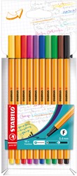 Fineliner STABILO point 88/10 fijn assorti etui à 10 stuks
