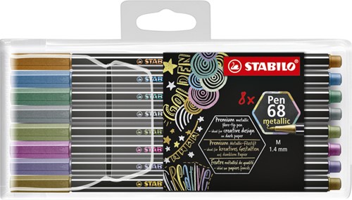 Viltstift STABILO Pen 6808/8-11 metallic etui à 8 kleuren