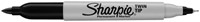 Viltstift Sharpie rond Twin tip ultra fijn & fijn zwart blister à 2 stuks-1
