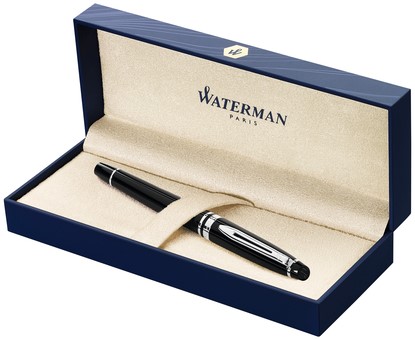 Rollerpen Waterman Expert black lacquer CT fijn-3