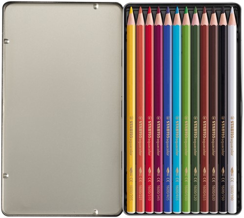 Kleurpotloden STABILO 1612 aquacolor assorti blik à 12 stuks-2
