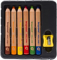 Kleurpotloden Bruynzeel Kids dik waskrijt blister à 6 stuks assorti-2