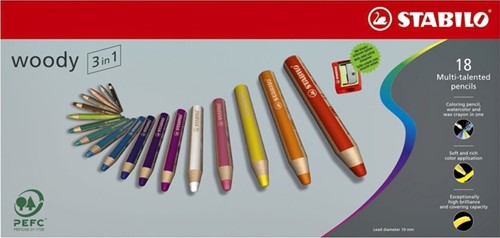 Kleurpotloden STABILO 880 woody 3 in 1 Arty inclusief puntenslijper assorti etui à 6 stuks-3