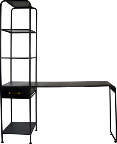 PTMD Jago metalen bureau met kast zwart
