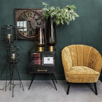 PTMD Hanna Luxury mustard velvet chair black wood-2