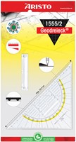 Geodriehoek Aristo 1552 160mm transparant met gele rand-1
