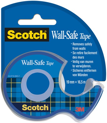 Plakband Scotch 19mmx16.5m Wall Safe + handdispenser