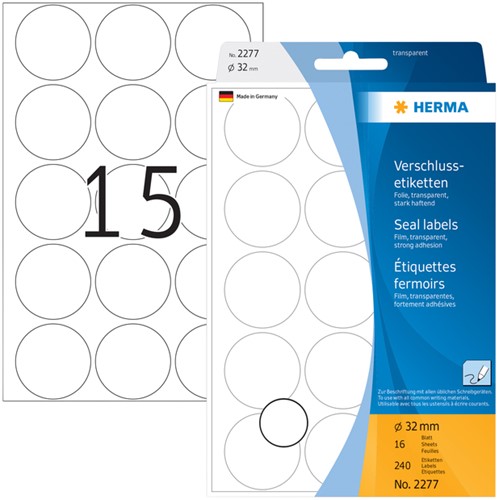 Etiket HERMA 2277 rond 32mm transparant 240stuks-2