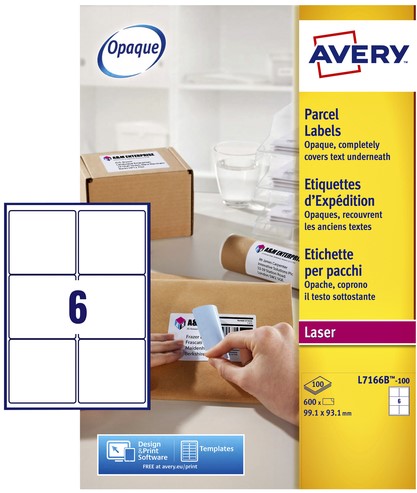 Etiket Avery L7166B-100 99.1x93.1mm blockout 600stuks