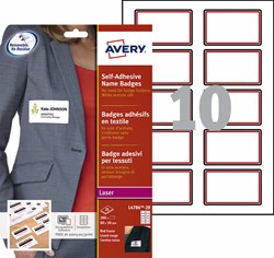 Naambadge etiket Avery L4786-20 80x50mm rood kader 200stuks