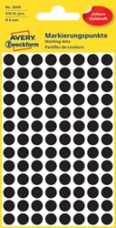 Etiket Avery Zweckform 3009 rond 8mm zwart 416stuks